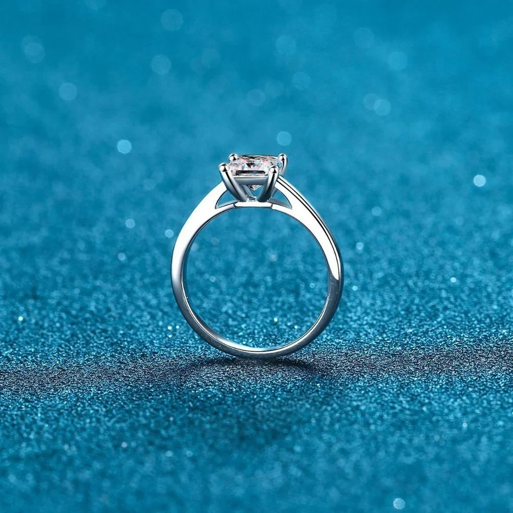 Certified 2ct. t.w. Diamond Moissanite Princess Cut Engagement Ring NEW - Picture 4 of 8